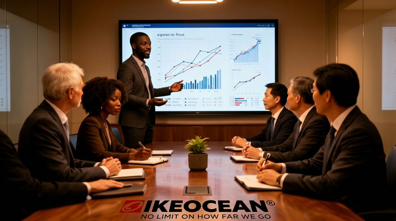 Boardroom reviewing IKEOCEAN growth metrics